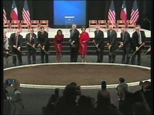 Bush breaks ground on library