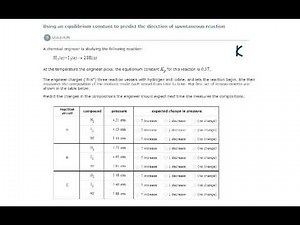 ALEKS - Using an equilibrium constant to predict the direction of spontaneous reaction - Example 1