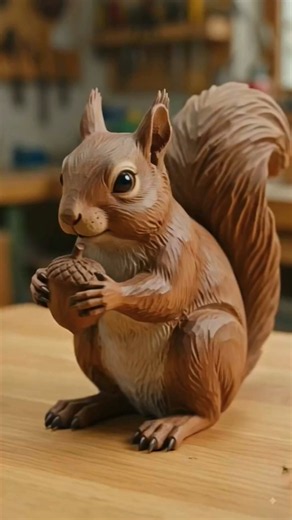 I Carved a Cute Squirrel from Solid Wood! 🐿️✨ #shorts