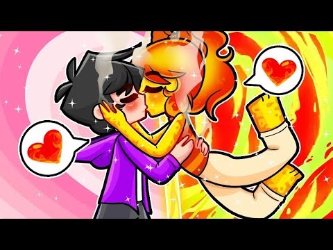 FIRE GIRL AND HUMAN BOY KISS IN MINECRAFT! 🔥💖😍 FORBIDDEN LOVE IN MINECRAFT ROLEPLAY