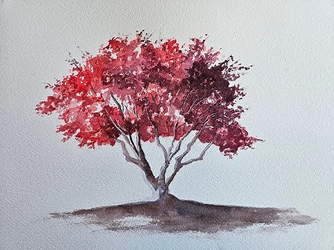 HOW TO PAINT A MAPLE TREE🍁 Watercolor tutorial for beginners.