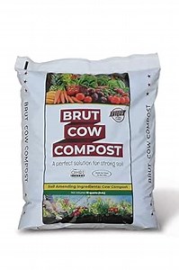 Brut Cow Compost – Nutrient-Rich Composted Cow Manure Organic Soil Amendment – 100% Pure Compost, Additive-Free Fertilizer for Vegetable Gardens, Flowers, Lawns & Indoor Plants – 10 Quart