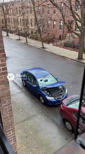 Terrified Horse's Fury: One Horn Blast, Total Car Destruction #aifunny