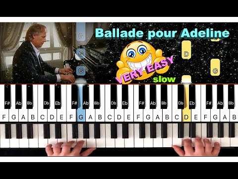 How to Play Ballade for Adeline - SLOW VERY EASY PianoTutorial by Marina Kirova (Richard Clayderman)