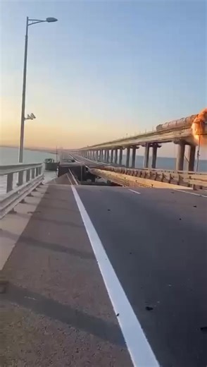 121K views · 7.3K reactions | Crimean bridge is not at its best these days 路 A large explosion and massive fire was reported this morning, along with the roadway section collapse and traffic suspension  Just to remind, Crimean bridge is the one that connects temporarily occupied Crimea with mainland Russia. The bridge was opened in 2018, and it remains the symbol of Russia’s claims on the peninsula. But who knows for how long  #CrimeaIsUkraine | Ukraine.ua | Facebook
