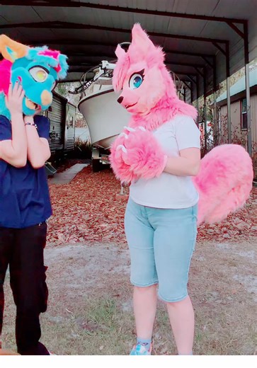 Pink is peak (my favorite color is actually red) @Moon_627 is the sparkledog! 🏷️Tags🏷️ #furry #furrygirl #squirrel #fursuit #sparkledog