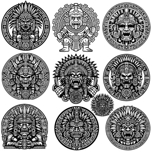 Aztec God T-shirt Design Bundle: Tribal Mythology Art (PNG, PDF, EPS Digital Download - Etsy