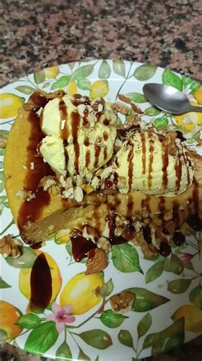 Pumpkim cake premium #delicious 🥞😋 #calabaza #almendra #nuez #lemon #icecream #pumpkin #cake