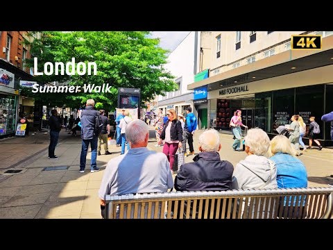 London Walk 2025, London Summer Walking Tour, Romford London, 4k HDR 60FPS