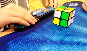 Watch this guy solve a 2x2x2 Rubik's Cube in under half a second