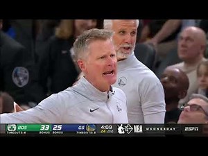 Steve Kerr gets ANGRY at Marcus Smart after he lands on Steph Curry's ankle and kicks Klay Thompson