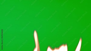 Fire flame burning white paper on green screen background