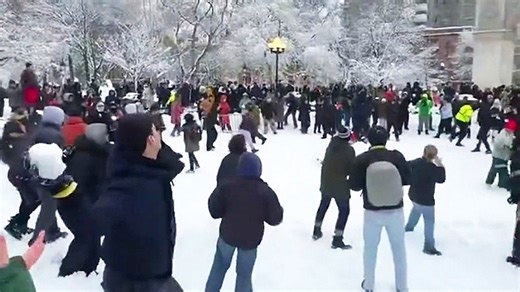 Massive snowball fight breaks out in New York