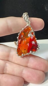 Large Mexican Fire Opal Pendant With Play of Colors - Etsy UK