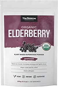 The Reserve Elderberry Powder and Drink Mix to Fight Stress and Allergies for Kids and Adults (3.5 oz)