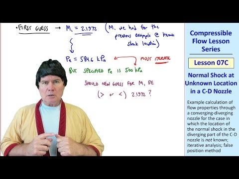 Compressible Flow Lesson 07C: Normal Shock at Unknown Location