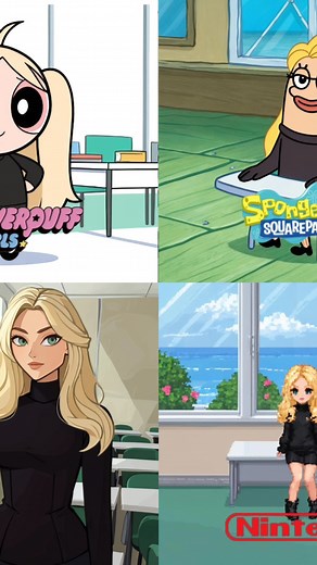 4 cartoons ai filter #aifilter #trend #spongebob #totaldrama #nintendo #powerpuffsgirls #CapCut