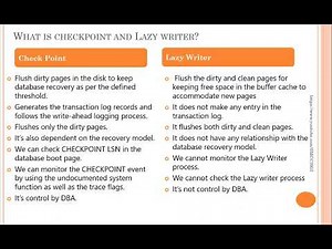 Difference between #checkpoint and #lazy #writer in #sqlserver #interviewquestions