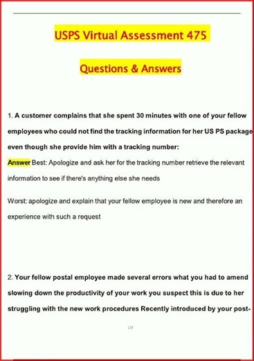 Usps Virtual Assessment 475 Latest Actual Questions And Veri video
