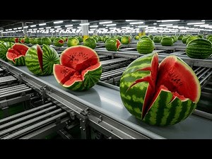 Inside a Modern Watermelon Processing Plant: From Whole Melons to Fresh Red Juice (Full Process)