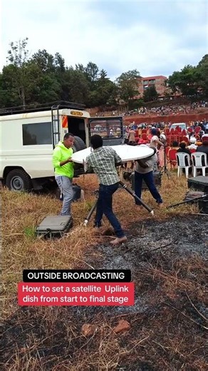 Setting Uplink satellite dish during outside broadcasting #youtube #music #tech #technology #shorts
