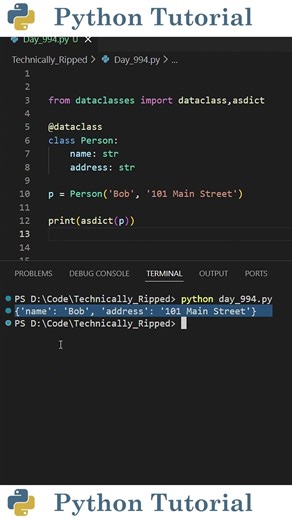 Turn a Dataclass Into a Dictionary in Python | Python Tutorial