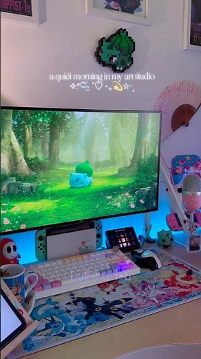 Welcome to my cozy art space 🫧💿☁️ #artstudio #creativeworkflow #cozyvibes