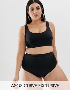 ASOS DESIGN Curve crop bikini top & high waist bottom bikini set | ASOS
