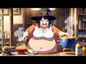Anime Witches Fill Up Drinking More Weight Gain Potion | Inflation Animation