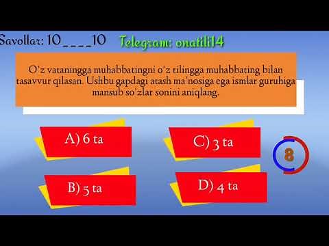 Ona tilidan test yechish || Videotest || Ona tili va Adabiyot Saboqlari