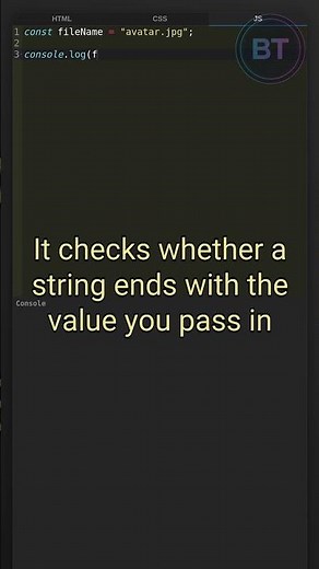 How to check if a string ends with something in JavaScript #coding