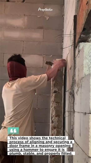 Perfect Door Frame Alignment in Masonry Wall #construction #carpentry #DIY