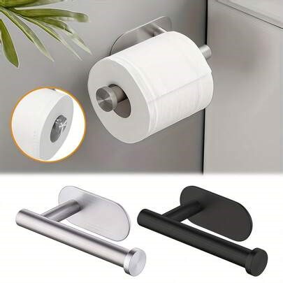 1pc Hole-Free Toilet Paper Holder, Self-Adhesive Paper Towel Dispenser, Plastic Tissue Box, Absorbent Paper Towel Rack, Bathroom Paper Storage Box, Black, White, Bathroom Accessories, No Drilling Required, Wall-Mounted, Bathroom Storage Shelf, Bathroom Decor | SHEIN