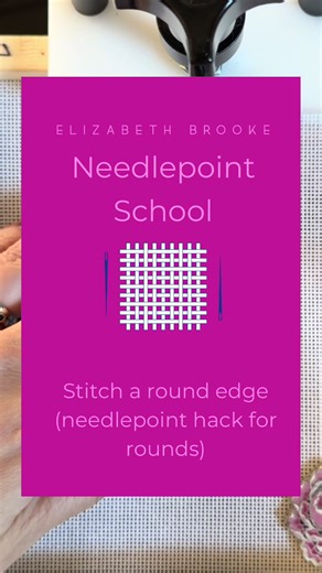 Highly requested spotlight on stitching a circle or rounded letter! I give you two options besides a regular tent stitch! You can try out the couching technique or just reverse the direction of your tent stitch! #needlepoint #needlepointschool #needlepointforbeginners #newtoneedlepoint #needlepointhack