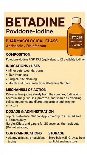 Betadine | Powerful Antiseptic for Wound Care 🩹 | Uses & Benefits Explained | #shorts #pharmacy