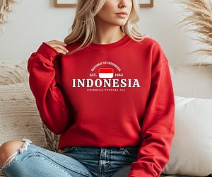 Indonesia Crewneck Sweatshirt – Jakarta Flag Pullover, Indonesian Pride Apparel - Etsy