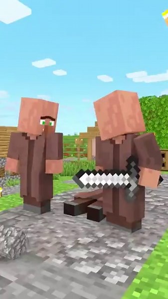JJ Helps the Dog Fight Off Villagers in Minecraft Animation
