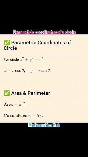 Parametric coordinates of a circle #viralreels #viral #maths #solve | Mathematics Hub