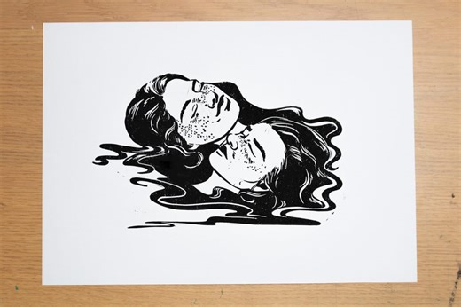 Enfance • Gravure originale sur lino - Etsy France