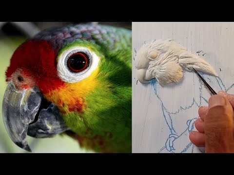 Clay art |🦜 3D Parrot Acrylic Painting & Sculpting on Canvas 🎨 Step by Step Tutorial