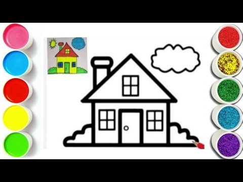 How to draw House Colorful House Drawing, painting and Coloring for kids and toddlers let's 