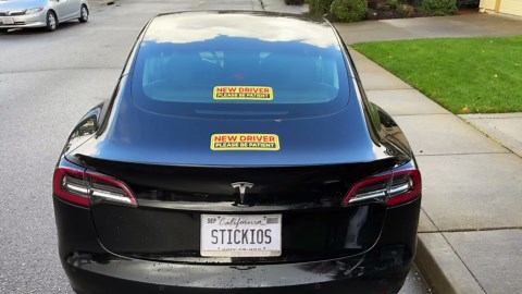Stickios Non-Magnetic New Driver Stickers - Removable Vinyl Decals for Cars & Windows - Made in USA (10.75x4 inches, 2-Pack)