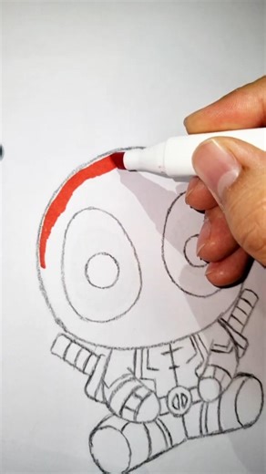 Baby Deadpool Drawing 👶🔴 | Cute & Funny Marker Art #shorts #viral