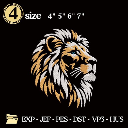 Lion Embroidery Design, Majestic Lion Head Digital File, Animal King Embroidery, Jungle Wildlife Machine Embroidery, Gifts for Animal Lovers - Etsy