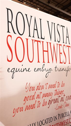 Royal Vista Southwest is a premier equine reproductive center in the heart of Oklahoma. As a veterinarian owned and operated facility, they are dedicated exclusively to mare reproductive care, with a strong emphasis on embryo transfer and advanced reproductive technologies. Unlike other breeding farms, they do not stand stallions or fit sale horses. This allows them to focus solely on the heart of every great breeding program - THE MARE. They are the presenting sponsor for our $160,000 Premier P