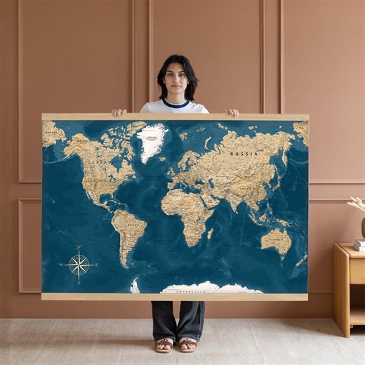 World Map Wall Art - Classroom Decor - Large Wall Tapestry - Highly Detailed World Map Tapestry - JS19 - Etsy Australia