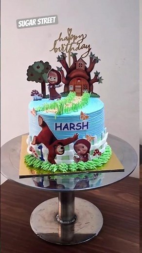 Masha and the bear theme cakes without fondant| Cake designs for kids| Masha and the bear