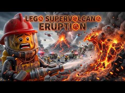 LEGO Supervolcano Eruption | City Evacuation & Lava Wall Defense | LEGO Disaster Movie