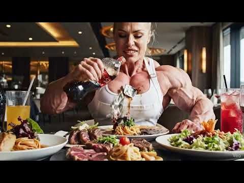 The female giant challenges herself to eat 100 roasted chickens and 5,000 steaks.#asmr #veo3 #KFC