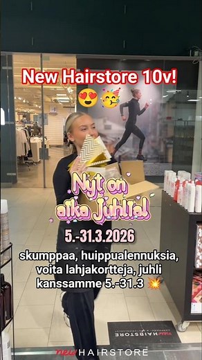 New Hairstore 10v! 😍🥳 skumppaa, huippualennuksia, voita lahjakortteja, juhli kanssamme 5.-31.3 💥